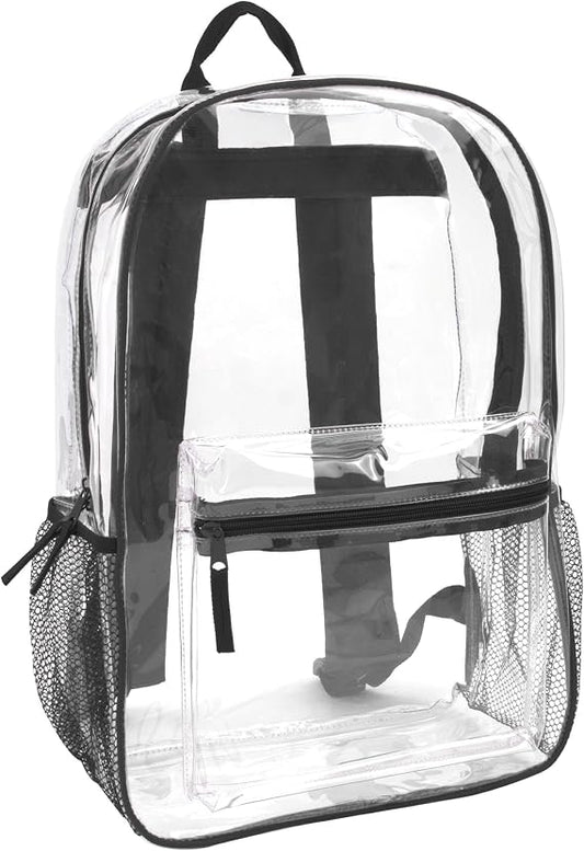 Clear Backpack Heavy Duty with Padded Straps, Side Pockets for Kids, Boys, Girls, School, Stadium Approved Events