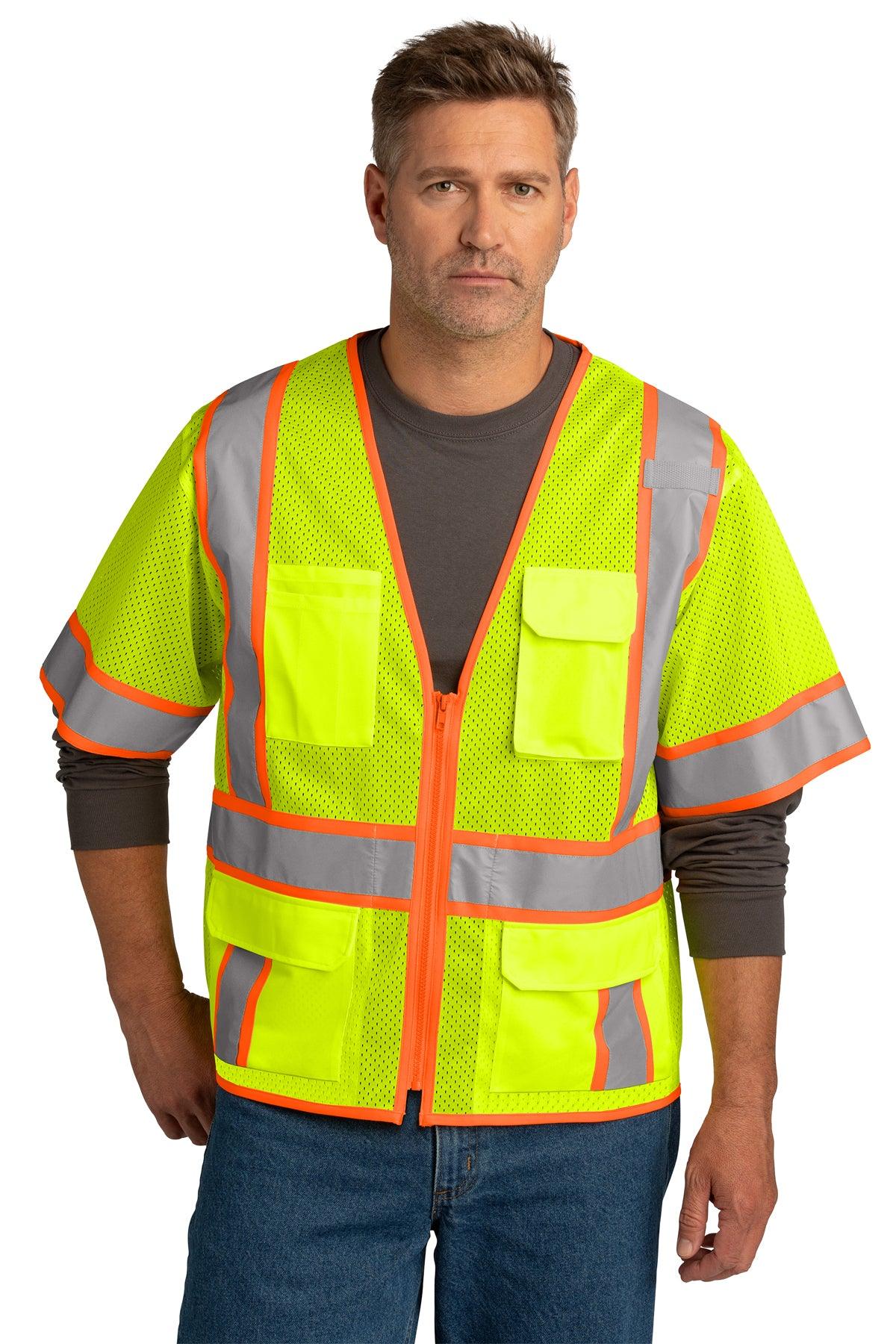 CSV106 CornerStone® ANSI 107 Class 3 Surveyor Mesh Zippered Two-Tone Short Sleeve Vest - Jay's Uniform