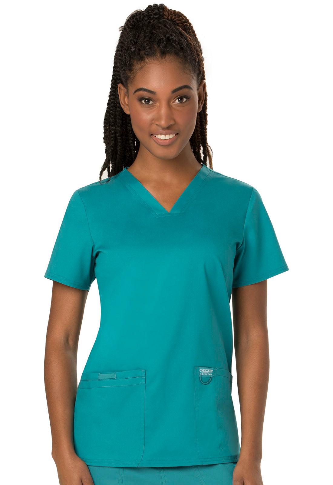 Female V-Neck Top W/ Embroidered Logo (Medical Asst Program) - Jay's Uniform