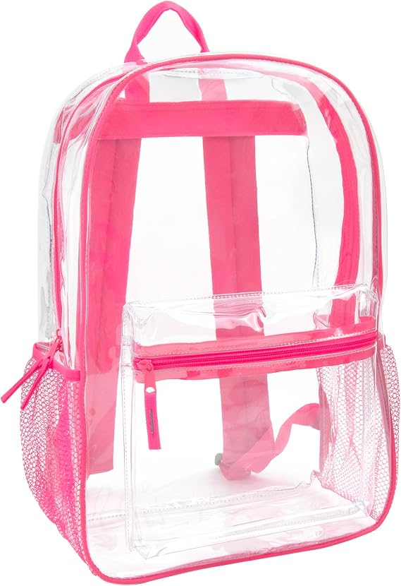 Clear Backpack Heavy Duty with Padded Straps, Side Pockets for Kids, Boys, Girls, School, Stadium Approved Events