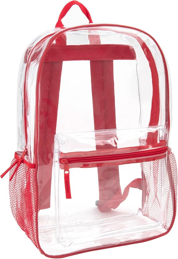 Clear Backpack Heavy Duty with Padded Straps, Side Pockets for Kids, Boys, Girls, School, Stadium Approved Events