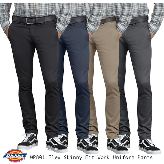 Dickies Men's WP801 Flex Skinny Fit Straight Leg Twill Work Uniform Pants