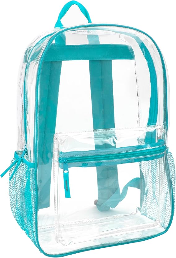 Clear Backpack Heavy Duty with Padded Straps, Side Pockets for Kids, Boys, Girls, School, Stadium Approved Events
